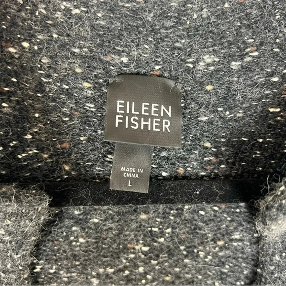 EILEEN FISHER Wool Angora Gray Marled Structured Long Cardigan Sweater Size L - Picture 6 of 8